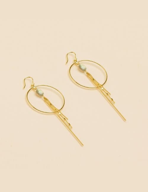 Une A Une boccl chain hoop earrings - labradorite