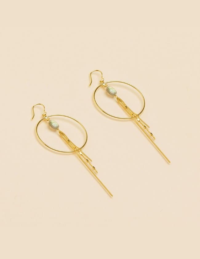 Une A Une boccl chain hoop earrings - labradorite