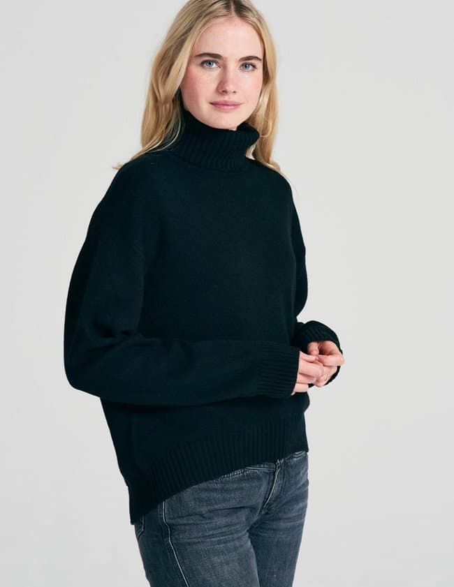Jumper 1234 oversize roll collar jumper - black