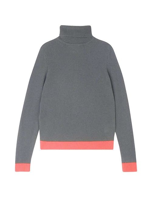 Jumper 1234 contrast roll collar jumper - grey