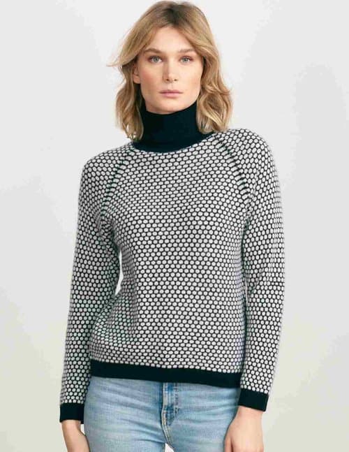 Jumper 1234 honeycomb roll collar jumper - black