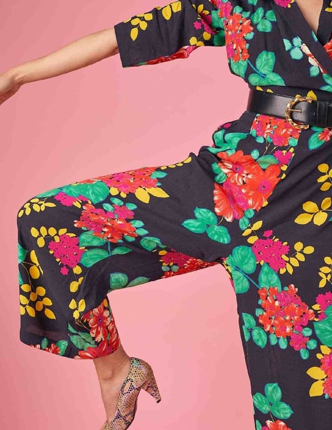 Bailey & Buetow cherie jumpsuit - black / red / green back