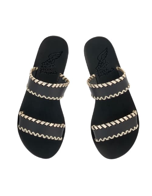 Ancient Greek Sandals melia stitch sandals - black / platinum