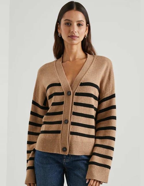 Rails geneva cardigan - camel black stripe