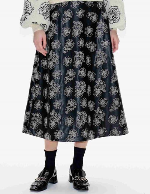 Baum und Pferdgarten shari skirt - black stitch flower