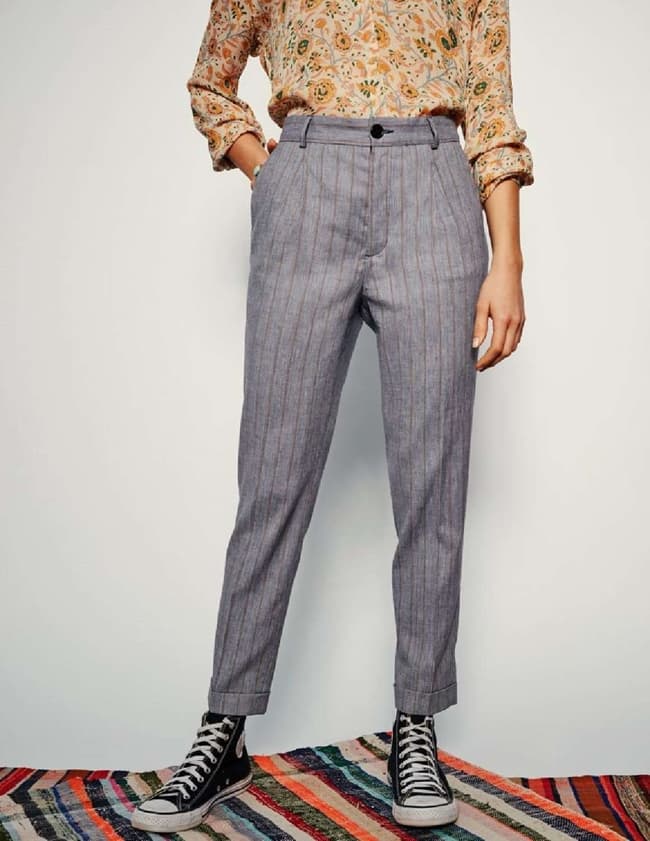 Leon & Harper Prosper Pinstripe Trousers (Grey)