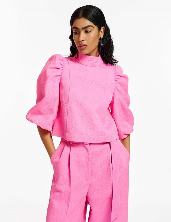 Essentiel Antwerp eromius puff sleeve top - pink