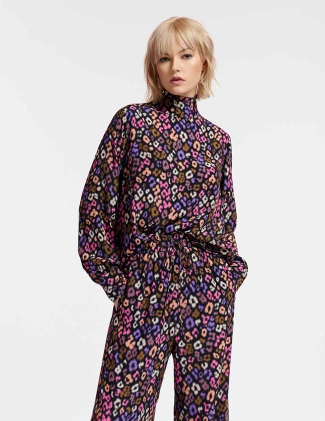 Essentiel Antwerp ephraim high neck top - multi leopard