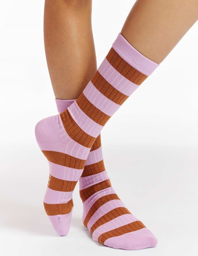 Essentiel Antwerp eventuality striped socks - lilac/brown
