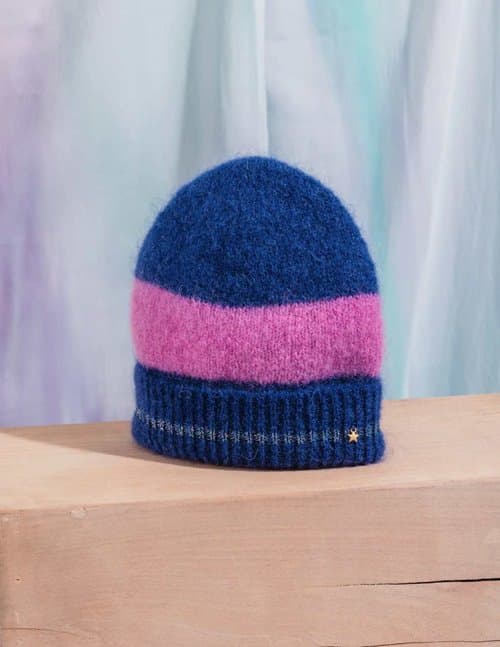 Des Petits Hauts banon hat - pink stripe