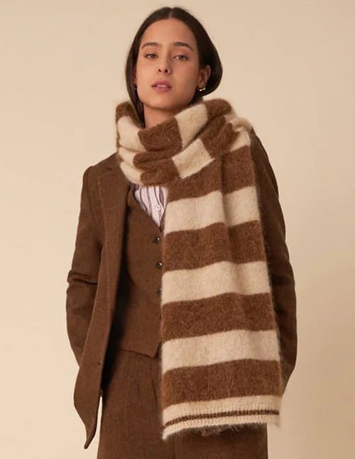 Des Petits Hauts banita scarf - mocha stripe