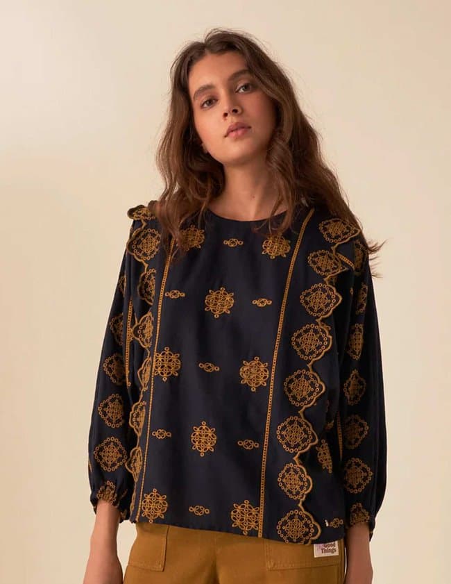 Des Petits Hauts scarlie blouse - navy