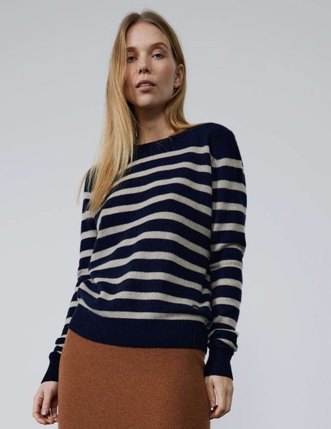 Beta Studios bibi striped jumper - navy/sand