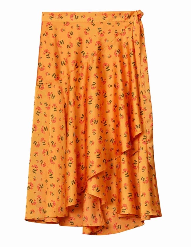 Rodebjer alva tech satin skirt - apricot