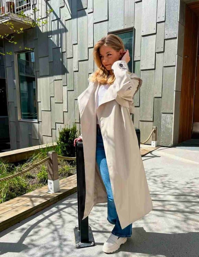 BRGN raindrop trench coat - sand side