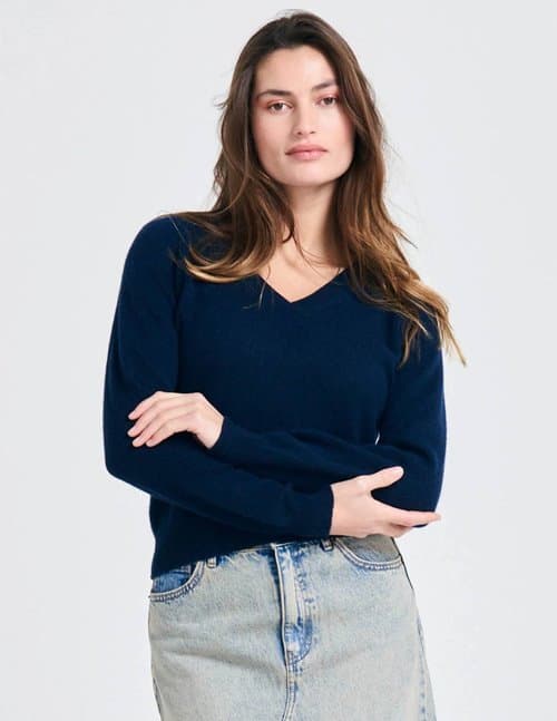 Jumper 1234 crop vee jumper - navy