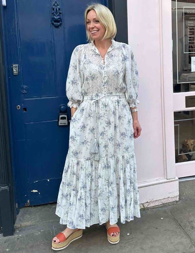 byTiMo cotton slub dress - flower buds side