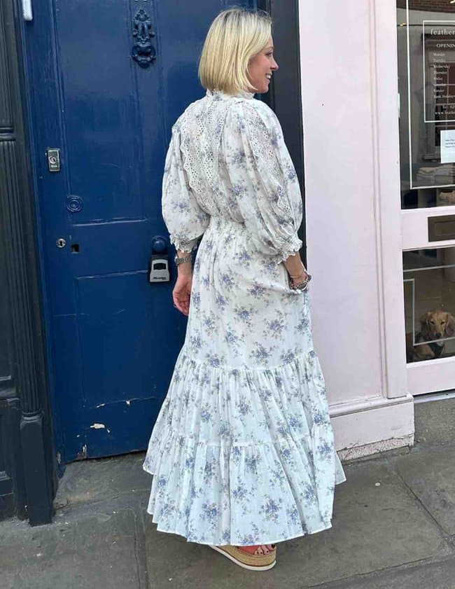 byTiMo cotton slub dress - flower buds detail