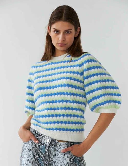 Stella Nova wave stripe sweater - blue green