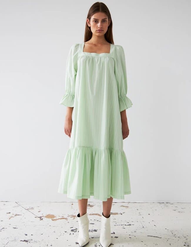 Stella Nova striped midi dress - mint tea