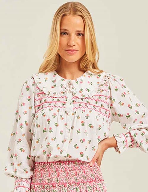 Pink City Prints posey blouse - blossom