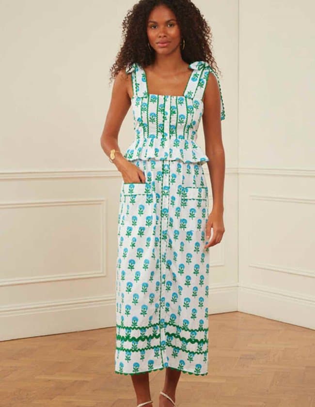 Pink City Prints hattie top - aqua detail