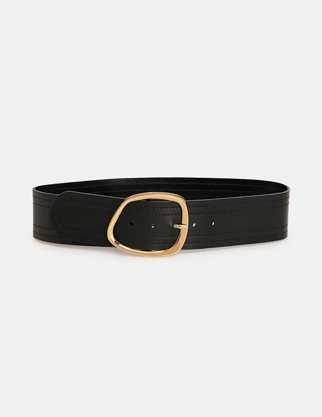 Essentiel Antwerp frescal leather belt - black