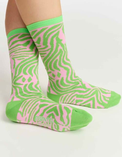 Essentiel Antwerp frint zebra socks - green