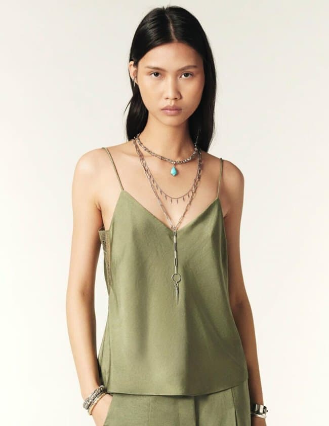 ba&sh clarisse top - kaki