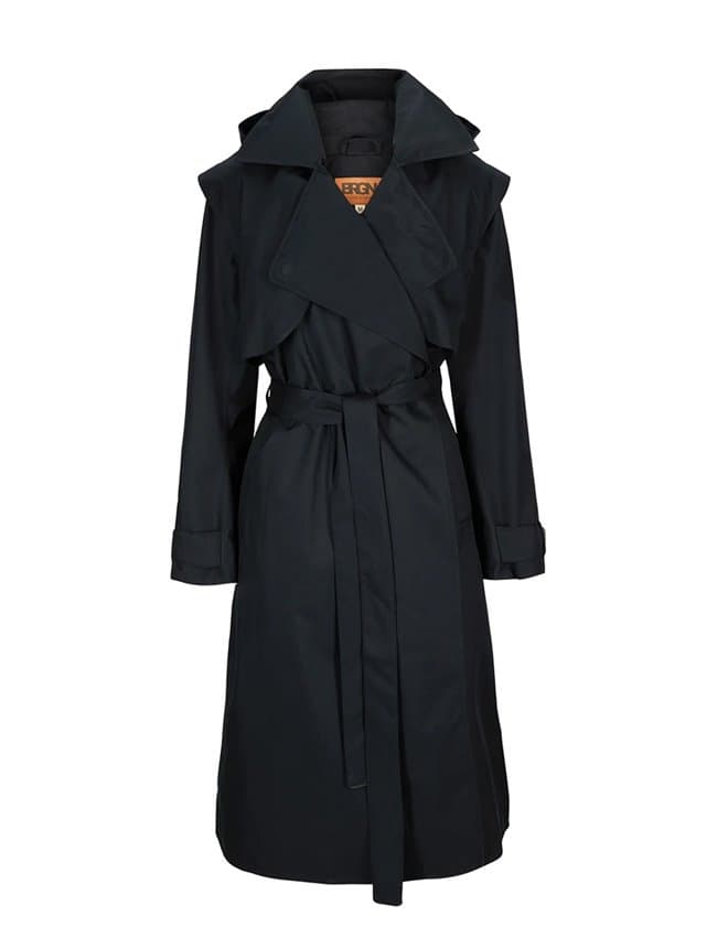 BRGN raindrop trench coat - black back