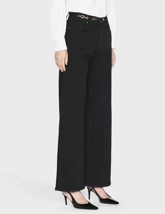 Frame Jeans le slim palazzo jean - black detail