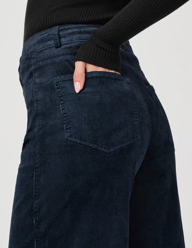 Paige Harper Ankle Trouser in Navy Corduroy side