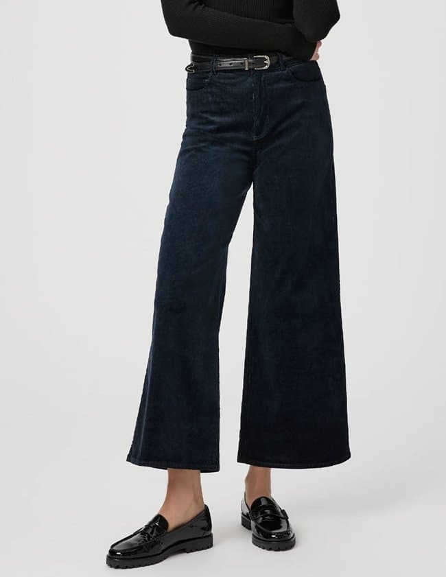 Paige Harper Ankle Trouser in Navy Corduroy back
