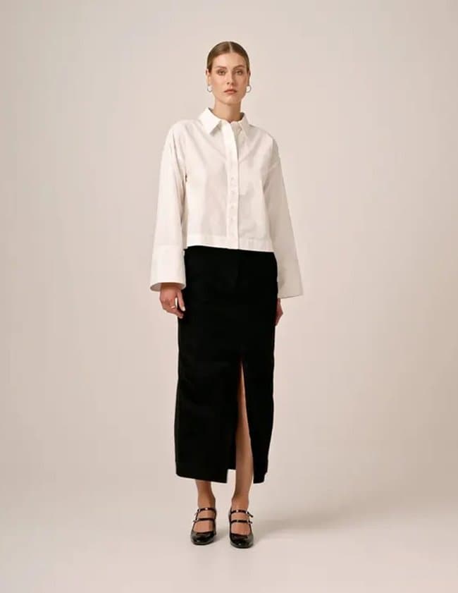 byTiMo corduroy pencil skirt - black back