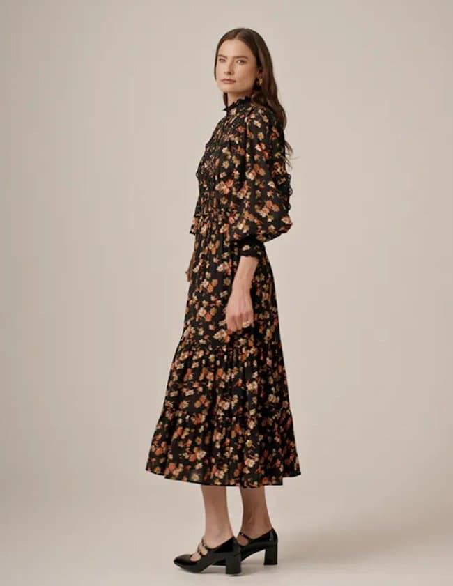 byTiMo cotton slub dress - midnight daisy back