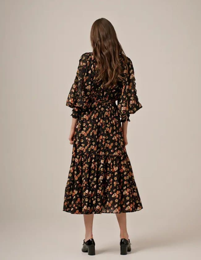 byTiMo cotton slub dress - midnight daisy side