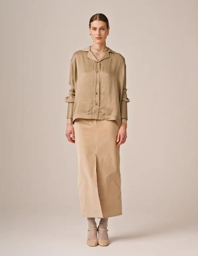 byTiMo corduroy pencil skirt - beige detail