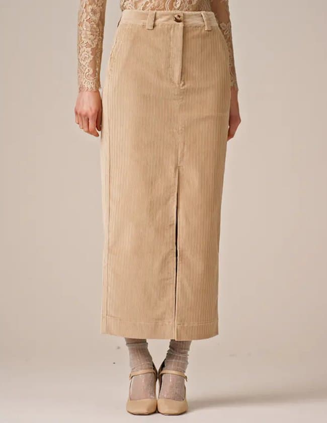 byTiMo corduroy pencil skirt - beige back