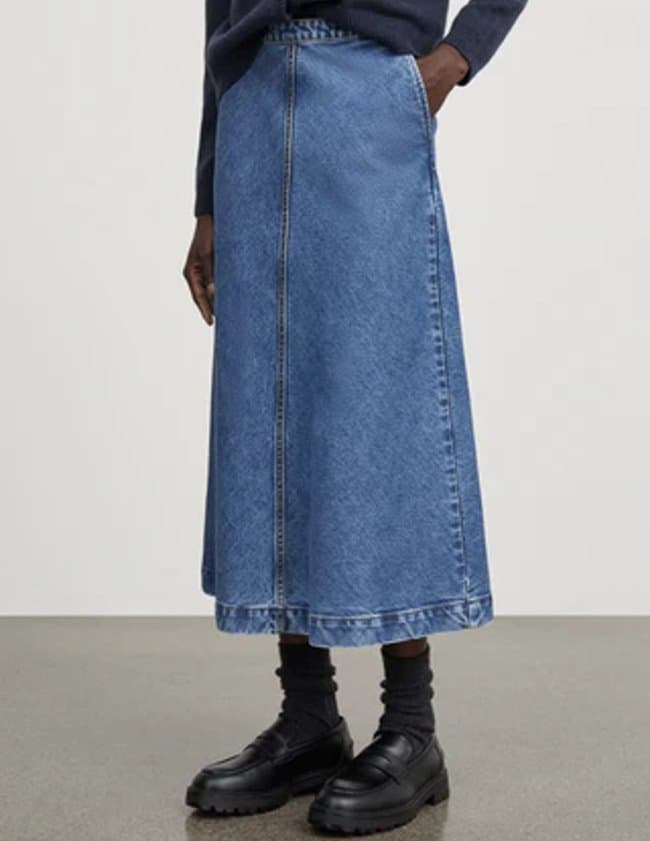 SKALL Studio imana skirt - washed mid blue side