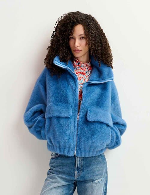 Faux fur vest blue shop