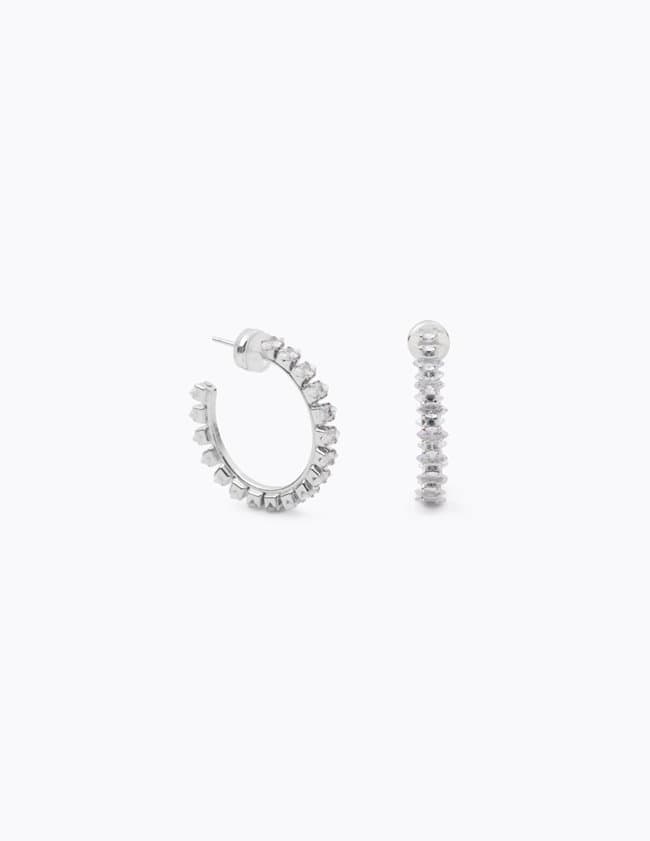 Caroline Svedbom navette hoop earrings - rhodium / crystal back