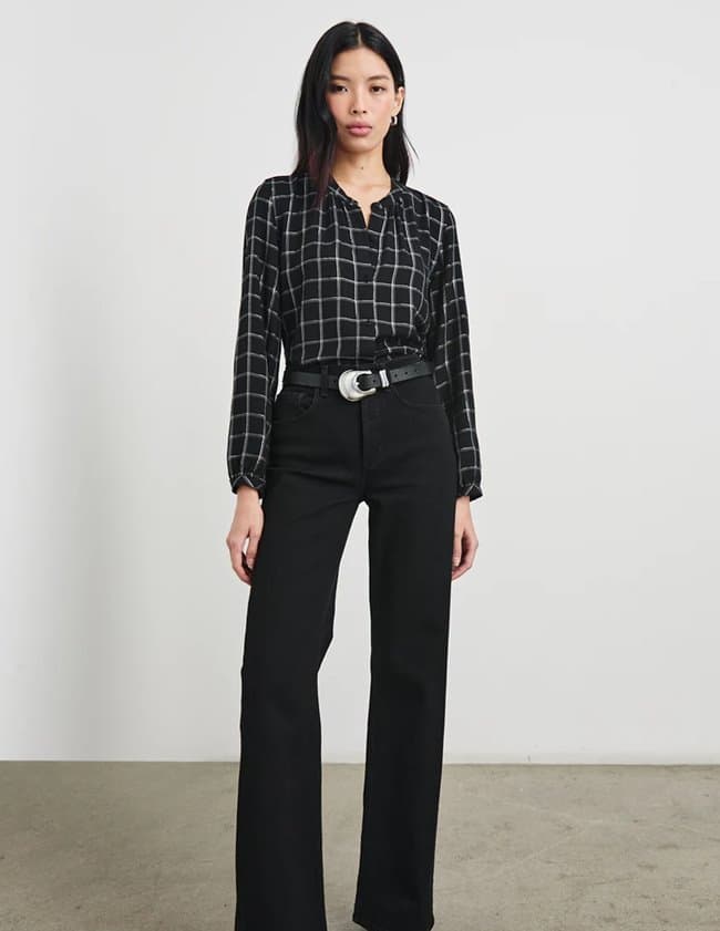 Rails eloise shirt - silver charcoal onyx detail