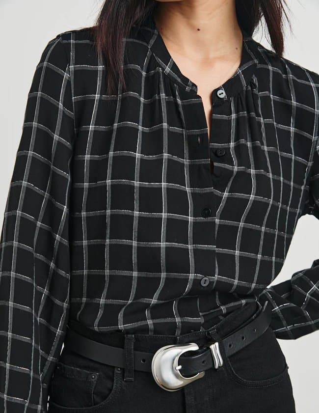 Rails eloise shirt - silver charcoal onyx back