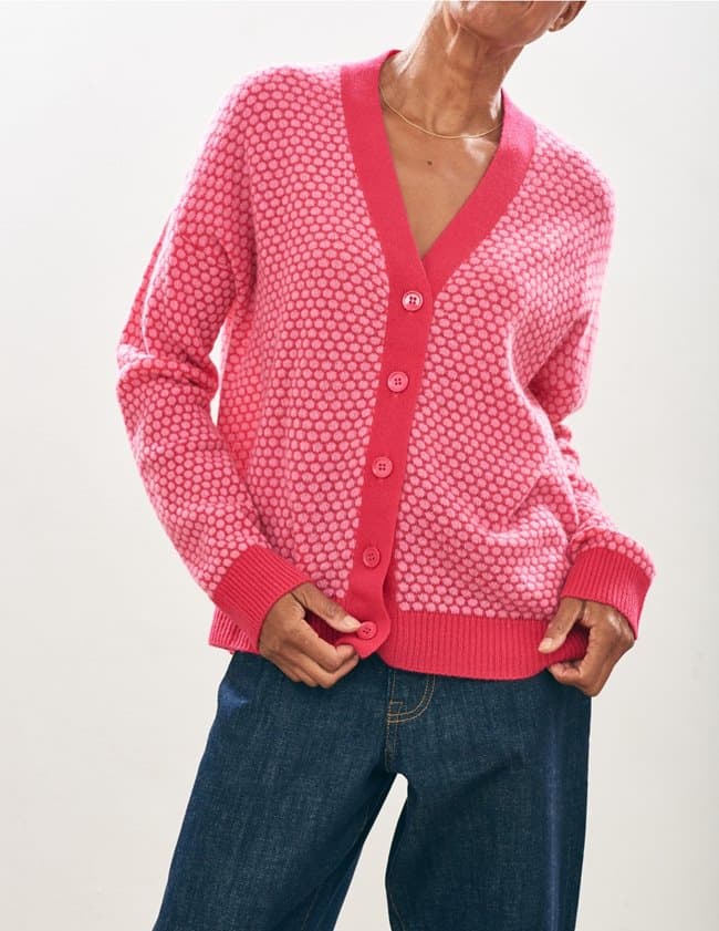 Jumper 1234 honeycomb cardigan - cherry