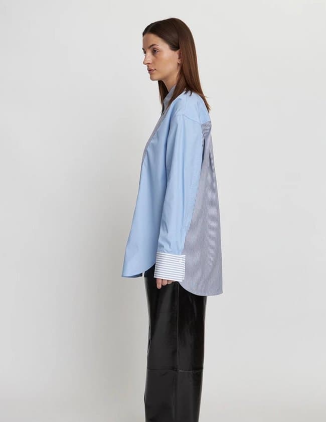 Stella Nova combined cotton stripe shirt - blue detail