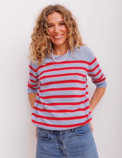 Beta Studios bianca striped jumper - blue / red