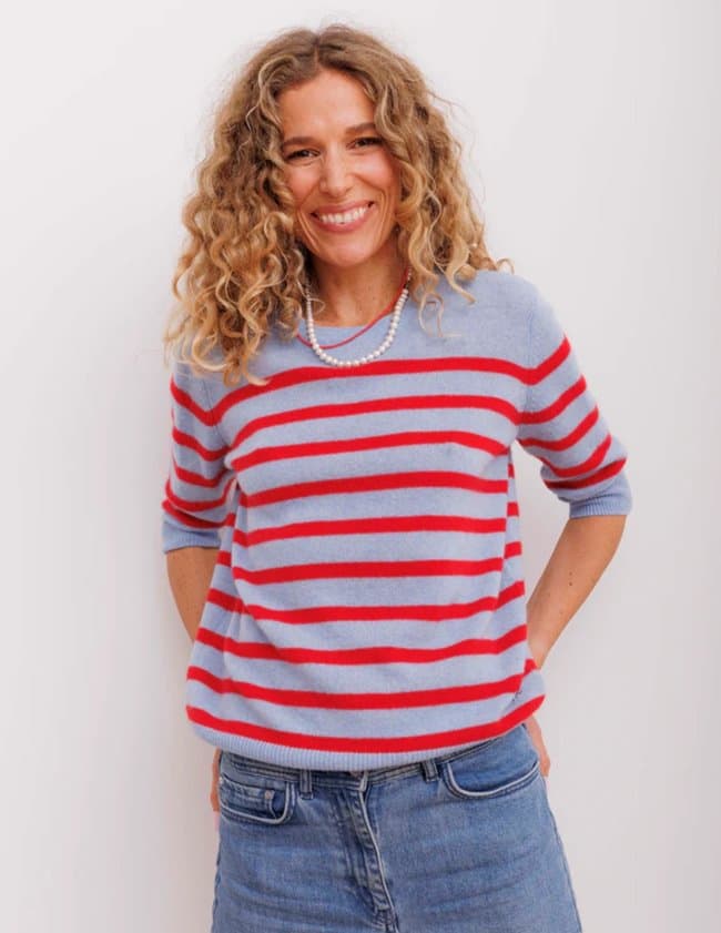 Beta Studios bianca striped jumper - blue / red