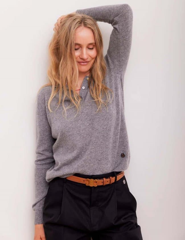 Beta Studios kassandra polo jumper - grey detail