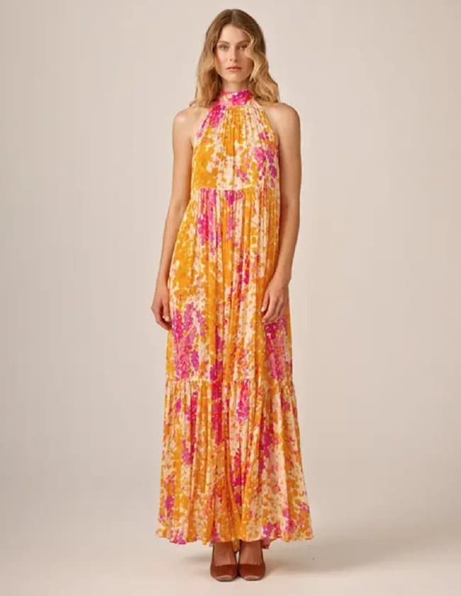 byTiMo georgette halterneck dress - poppy