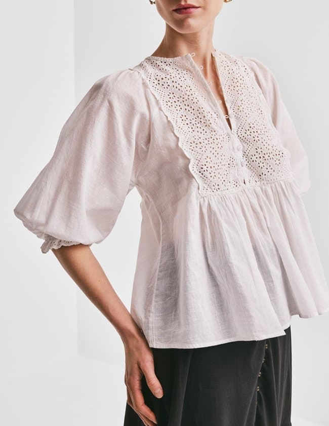 byTiMo cotton slub blouse - white